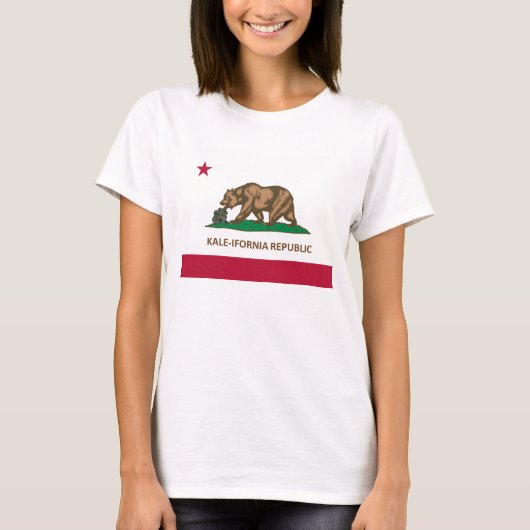 T-shirt Version de chou frisé de drapeau de la Californie (Devant)