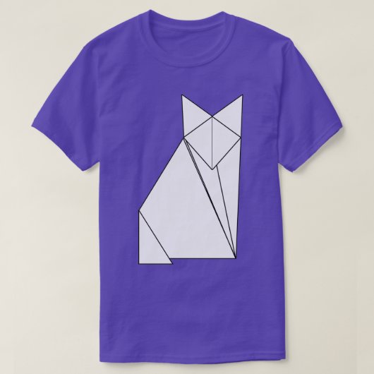 T-shirt version noir et blanc du renard utilisant l'origam (Design devant)