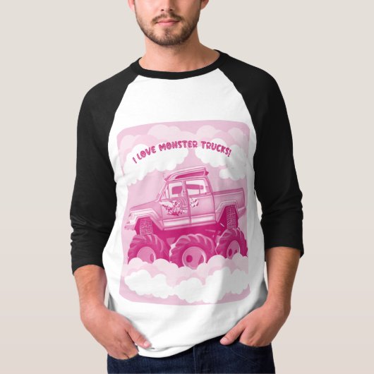 T-shirt Version rose I Love Monster Trucks Image (Devant)