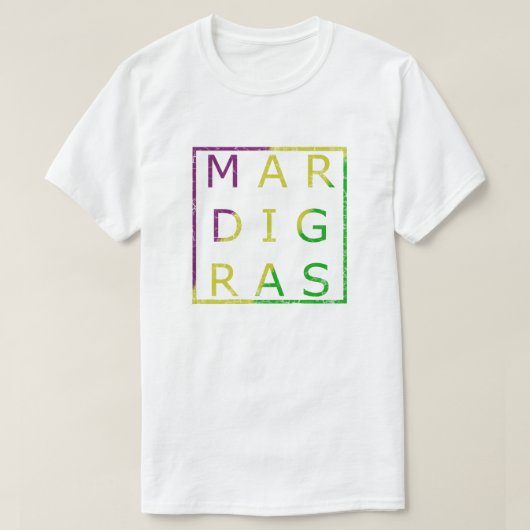 T-shirt Vert affligé par mardi gras, pourpre et pièce en t (Design devant)