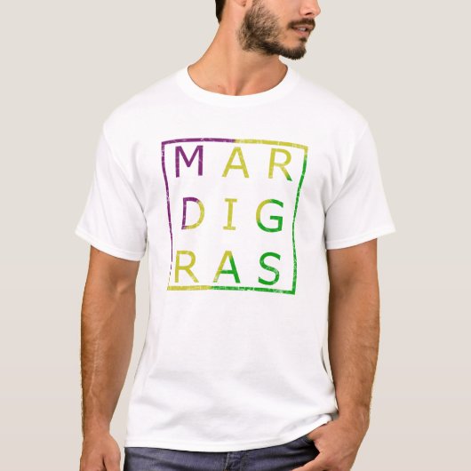 T-shirt Vert affligé par mardi gras, pourpre et pièce en t (Devant)