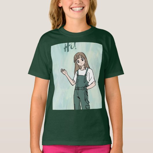 t-shirt vert avec un joli design (Devant)