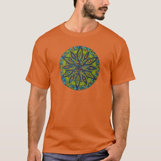 T-shirt vert/bleu Starburst Mandala (Devant)