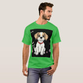 T-shirt vert chien blanc (Devant entier)