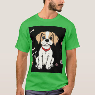 T-shirt vert chien blanc