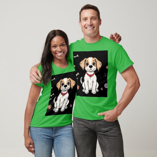 T-shirt vert chien blanc (Unisexe)