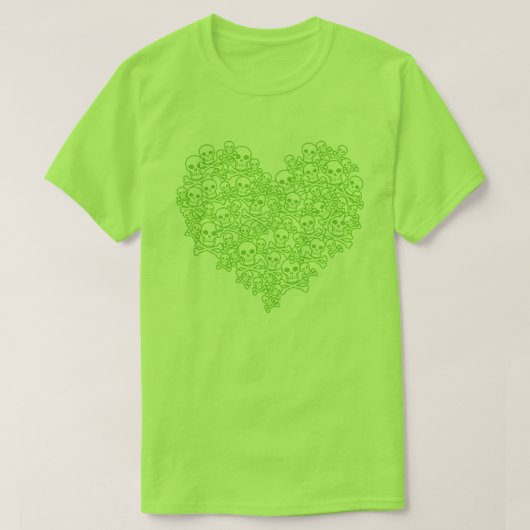 T-shirt vert Coeur du crâne (Design devant)