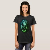 T-shirt vert dame crâne gothique (Devant entier)