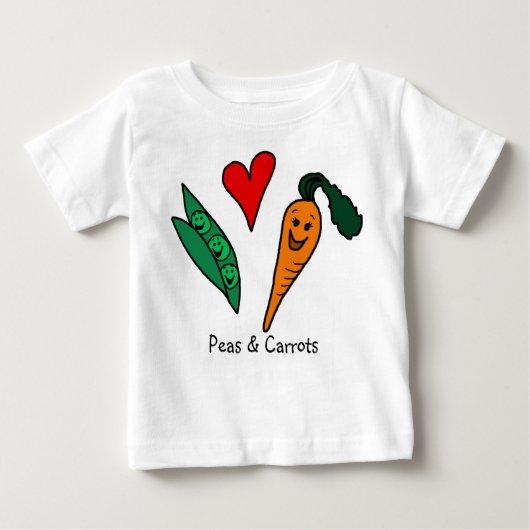 T-shirt vert d'amour de pois et de carottes et (Devant)