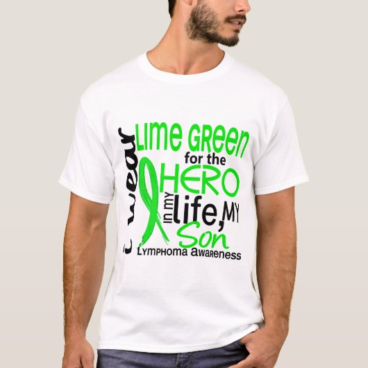 T-shirt Vert de chaux pour le lymphome de fils du héros 2 (Devant)