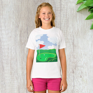 T-shirt Vert de golf avec drapeau rouge et balle