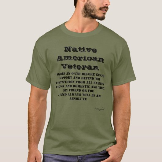 T-shirt vert de l'ancien combattant amérindien O (Devant)