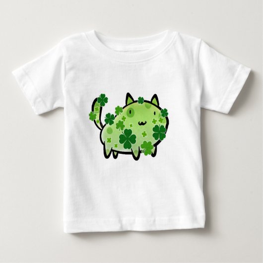 T-shirt vert de nourrisson de chat de trèfle (Devant)