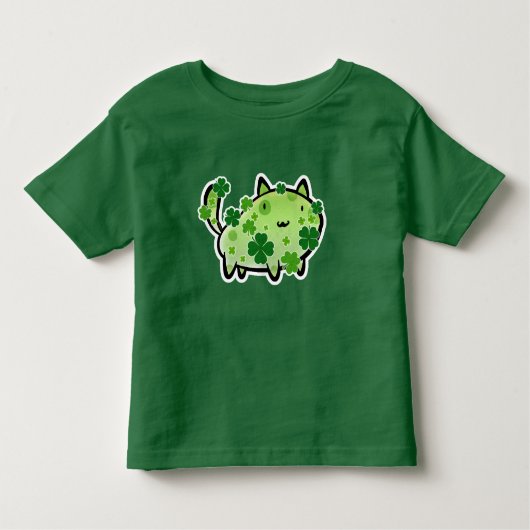 T-shirt vert d'enfant en bas âge de chat de trèfle (Devant)