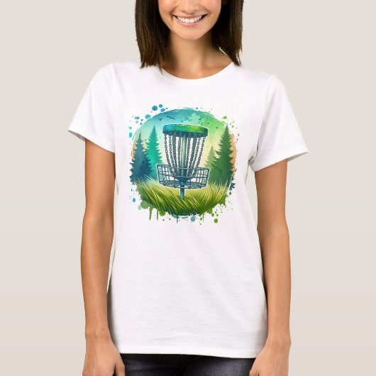 T-shirt Vert et Bleu Disque Golf Thème (Devant)