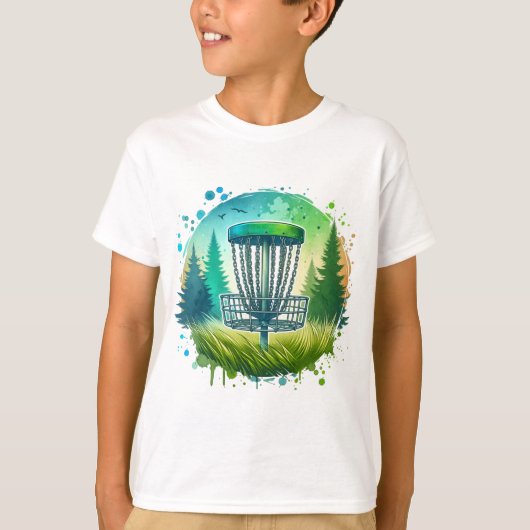 T-shirt Vert et Bleu Disque Golf Thème (Devant)