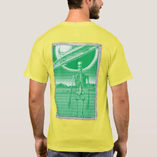 T-shirt Vert et Jaune Retro Sci-fi Pixel Art Squelette