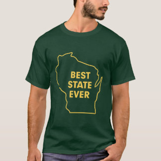 T-shirt Vert et or du "meilleur état du Wisconsin jamais"