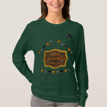 T-shirt vert femme en carton de néon en halloween 