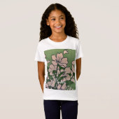 T-Shirt Vert fleur rose (Devant entier)