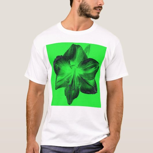T-shirt Vert foncé sur vert clair Amaryllis (Devant)