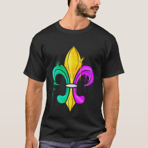 T-shirt Vert Golden Et Violet Fleur De Lis Pour Mardi Gra