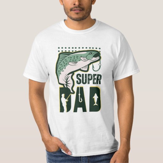T-shirt Vert Illustré Super Papa (Devant)