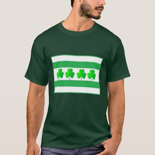 T-shirt Vert irlandais de drapeau de Chicago (Devant)