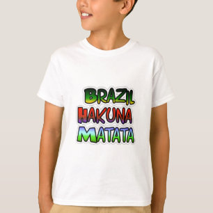 T-shirt Vert jaune or Brésil Hakuna Matata