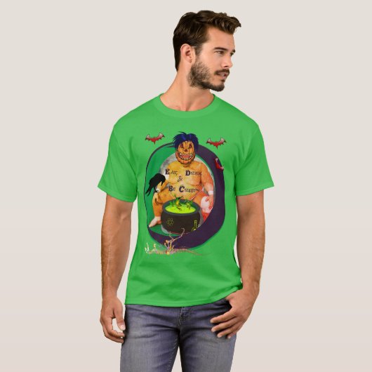 T-shirt Vert levant les cheveux (Devant entier)