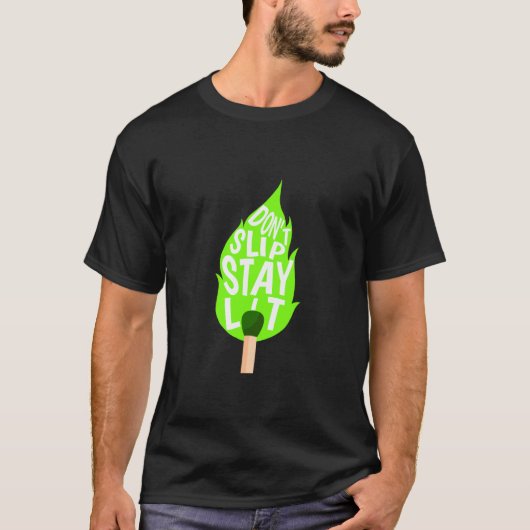 T-shirt Vert Ne Glisse Pas Reste Allumé Vert Graphique (Devant)
