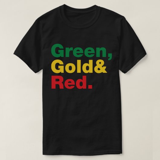 T-shirt Vert, Or & Rouge. (Design devant)