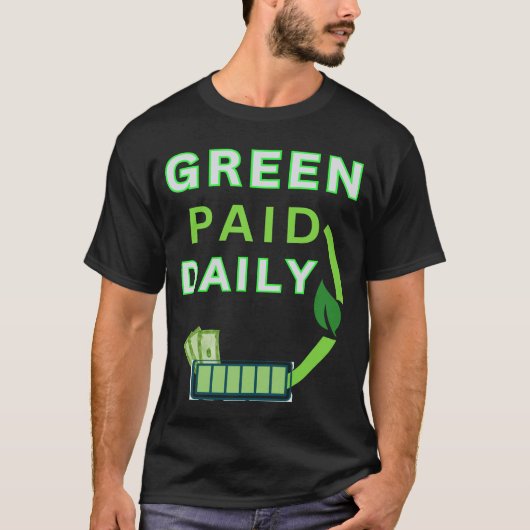 T-shirt Vert Payé Quotidiennement (Devant)