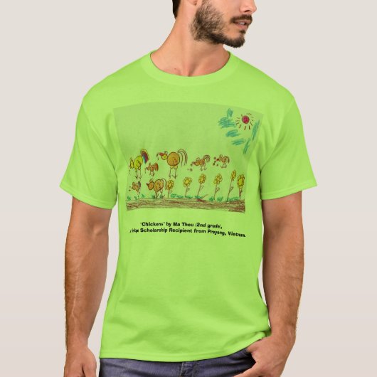 T-SHIRT VERT "poulets" (IMAGE DANS l'AVANT) (Devant)