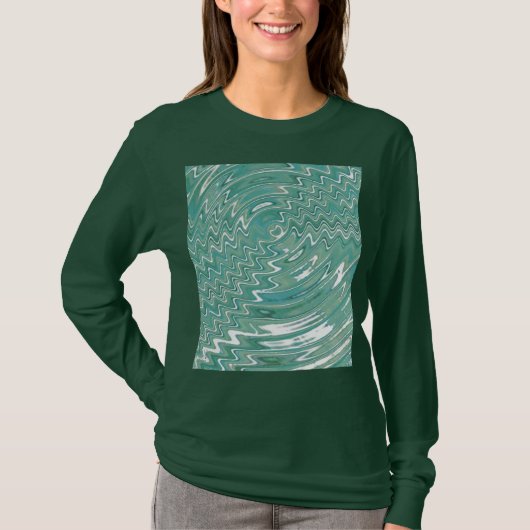 T-shirt vert psychédélique à manches longues (Devant)