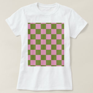 T-shirt Vert rose À damiers En vichy Motif