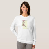 T-shirt vert rose Fleurs longues à manches (Devant entier)