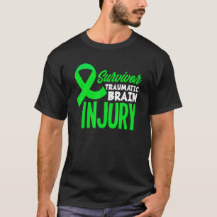 T-shirt Vert Ruban Survivante Traumatic Brain Injury Aware