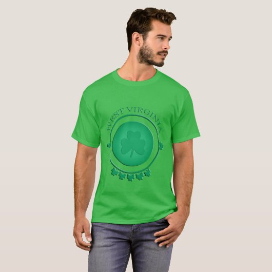 T-shirt vert Shamrock West Virginia St. Patrick (Devant entier)