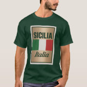 T-shirt vert Sicilia Italia (Devant)