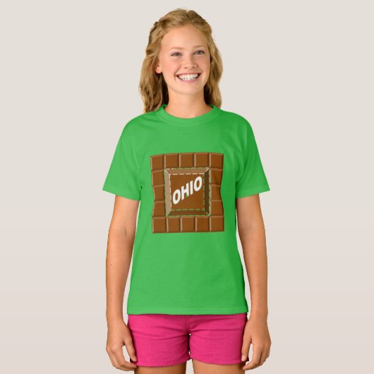 T-shirt vert trèfle fille  CHOCOLAT  OHIO (Devant entier)