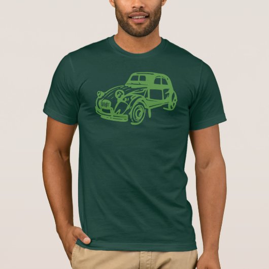 T-shirt Vert vintage de Citroen 2CV (Devant)