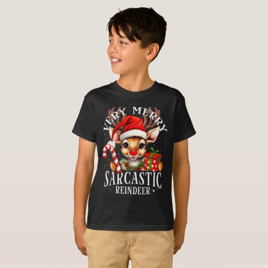 T-shirt Very Merry Sarcastic Reindeer Matching Christmas  (Devant entier)