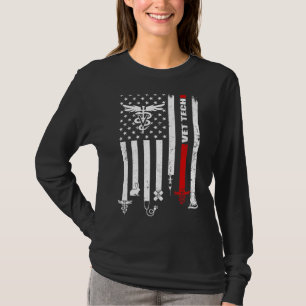 T-shirt Vet Tech Usa Flag Animaux de compagnie Technicien