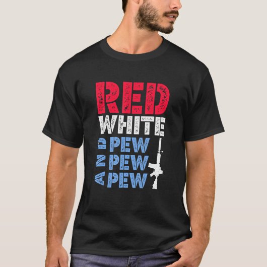 T-shirt Vêtements À Pew Pew Rouge Blanc Et Pew Pew (Devant)