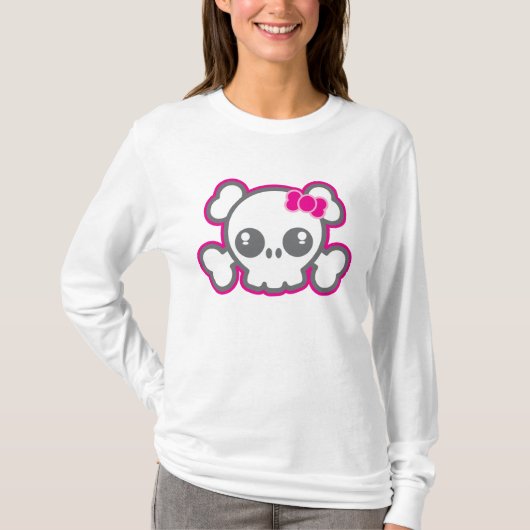 T-shirt Vêtements crâne rose Kawaii (Devant)