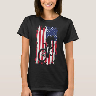 T-shirt Vêtements cyclistes américains Flag Road - Cyclin