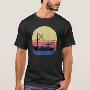 T-shirt Vêtements de chalutier de pêche rétro Bateau de pê
