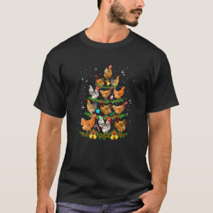 T-shirt vêtements de famille Noël poulet arbre sainte fem