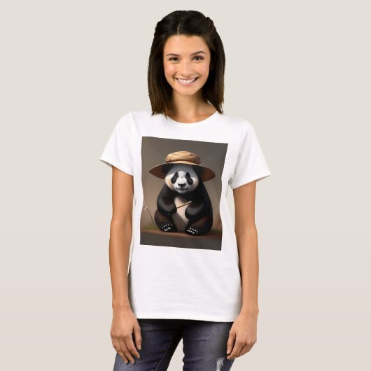 T-shirt Vêtements de femme, linge de trait de panda Hut (Devant entier)